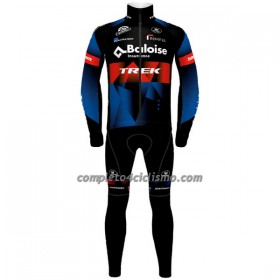 Completo Maglia ML + Pantaloncino con bretelle ML 2022 Baloise-Trek Lions Blue Rosso Nero